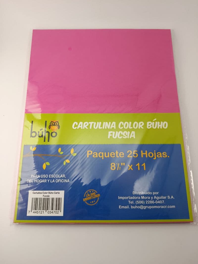 Cartulina Color Fucsia Tamaño Carta Búho, Paquete de 25 Hojas
