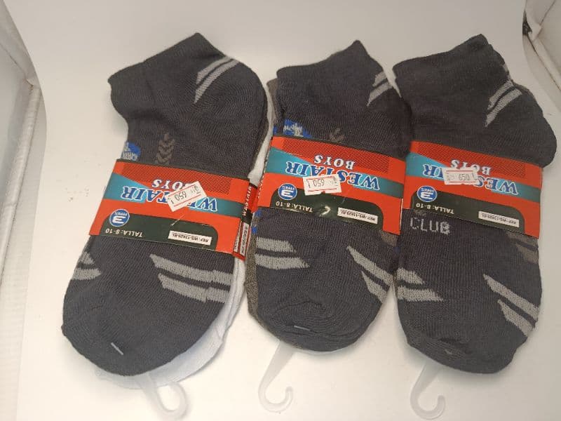 Medias tobilleras para niño Westair Boys, paquete de 3 pares, talla 4-6