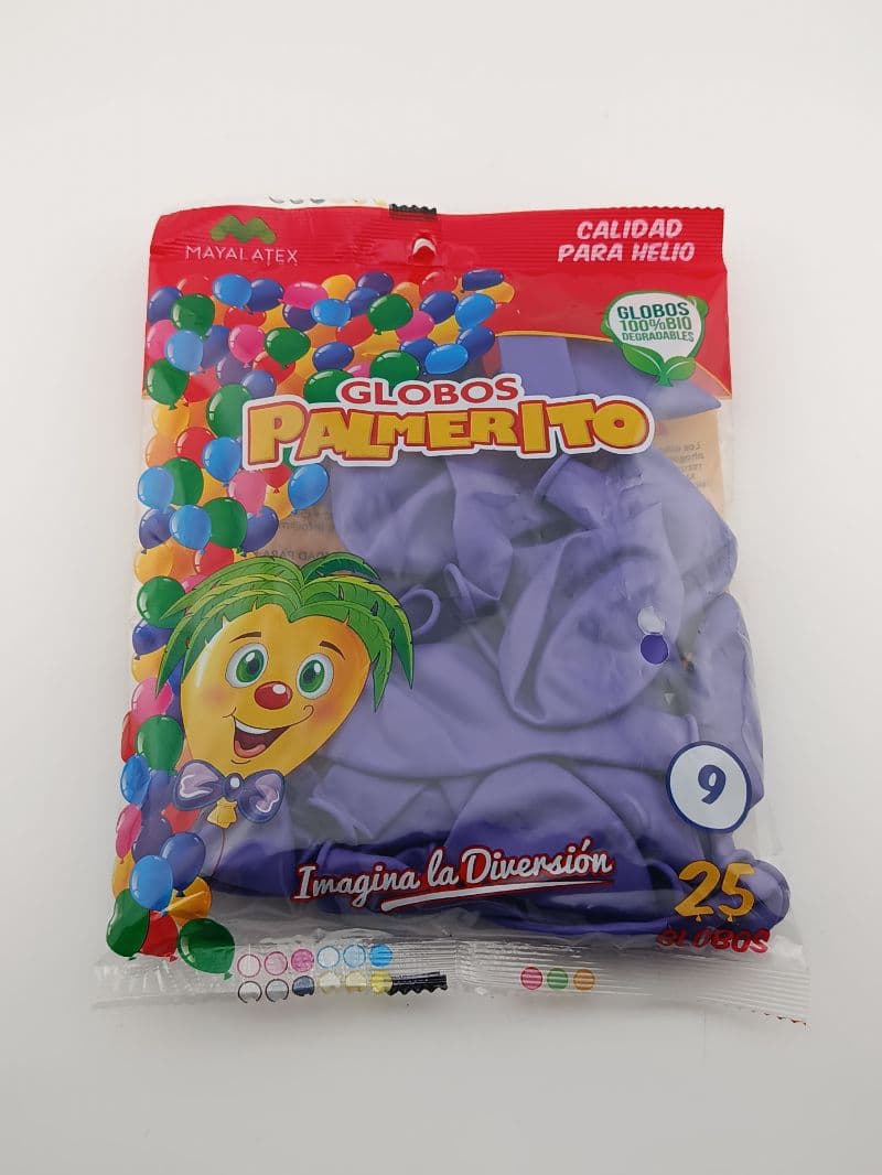 Globos Palmerito #9 estándar violeta — paquete de 25 unidades