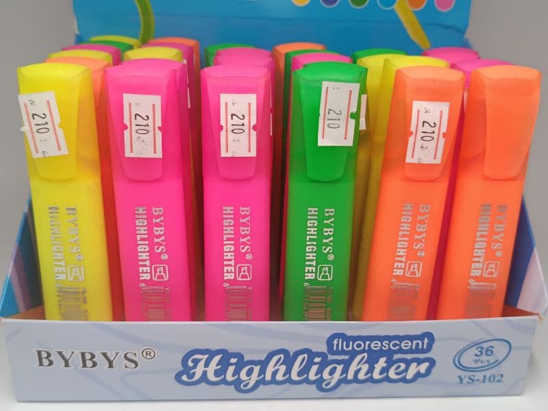 Resaltador Fluorescente Bybys por Unidad