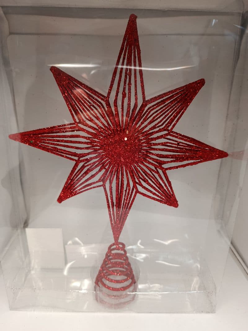 Punta de estrella roja para árbol de Navidad 24x6x35 cm