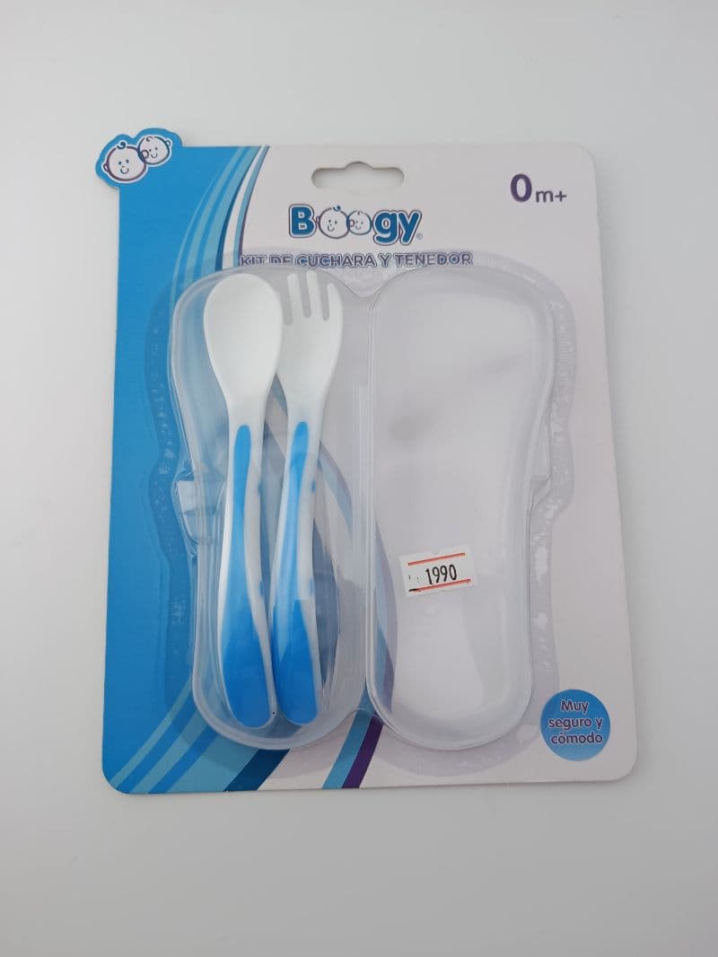 Juego de Cuchara y Tenedor para Bebé Boogy con Estuche