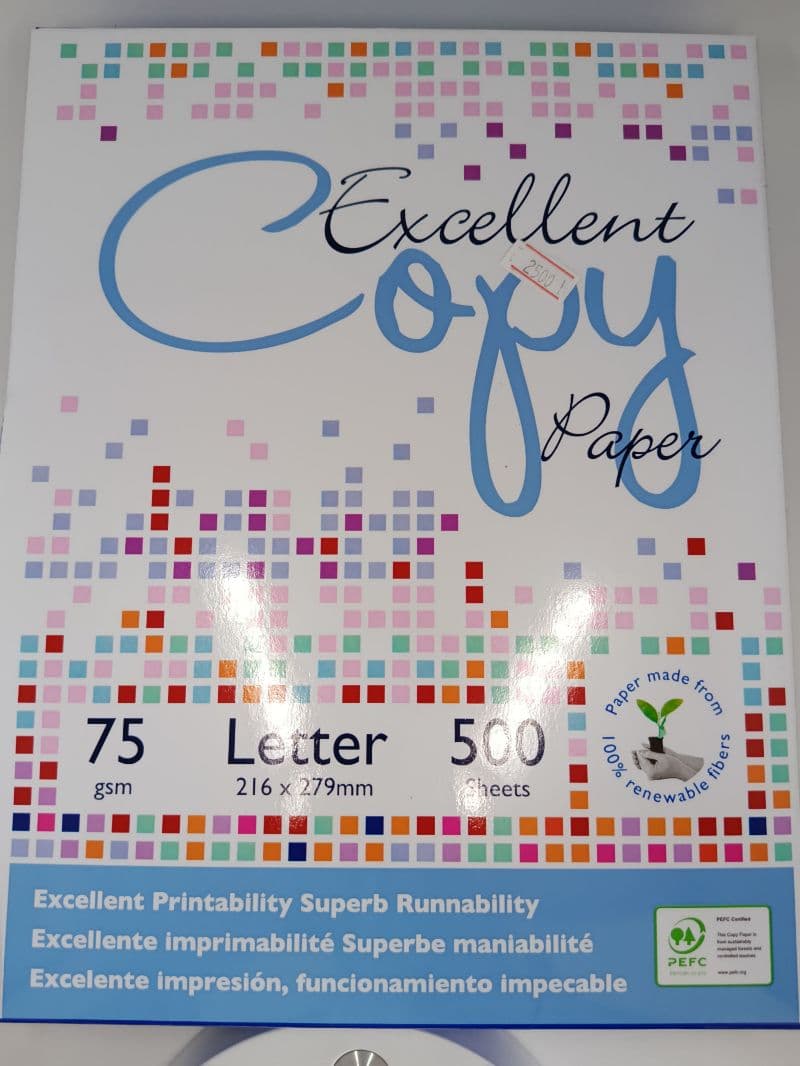 Resma de Papel Carta Excellent Copy de 75 g (500 Hojas)
