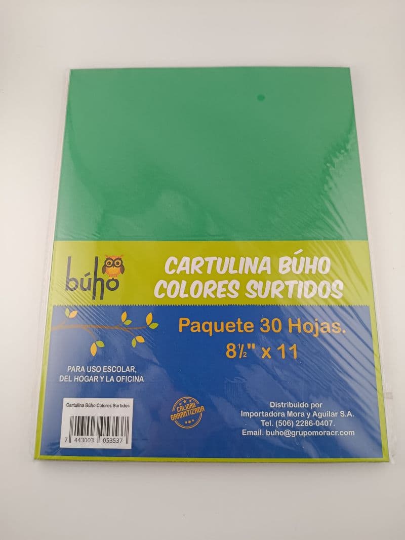 Cartulina Búho colores surtidos, paquete de 30 hojas tamaño carta