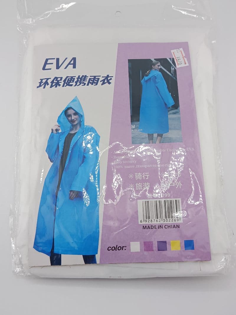 Capa plástica para adulto — impermeable EVA reutilizable