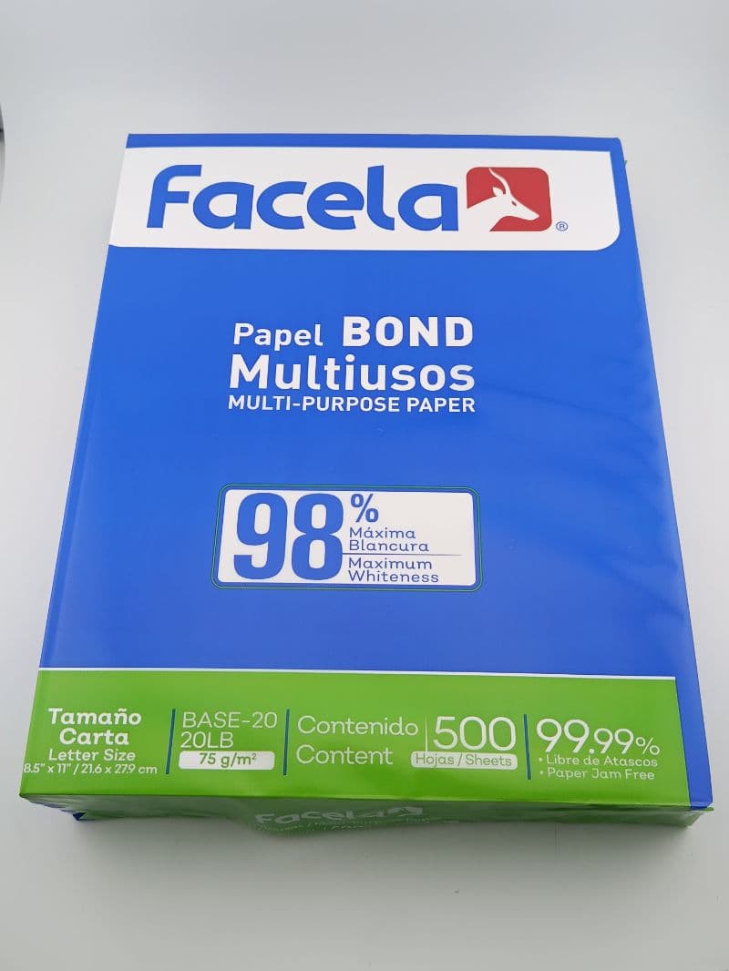 Resma de papel bond Facela 500 hojas tamaño carta