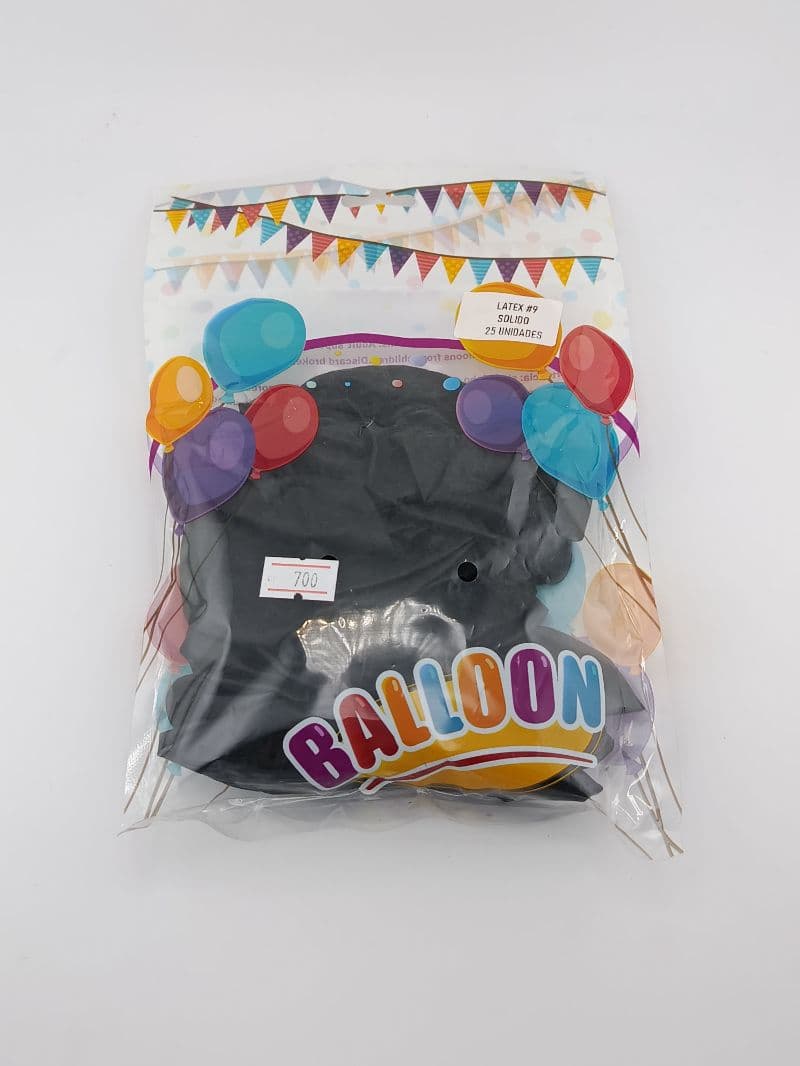Globos de látex #9 negro sólido, paquete de 25 unidades