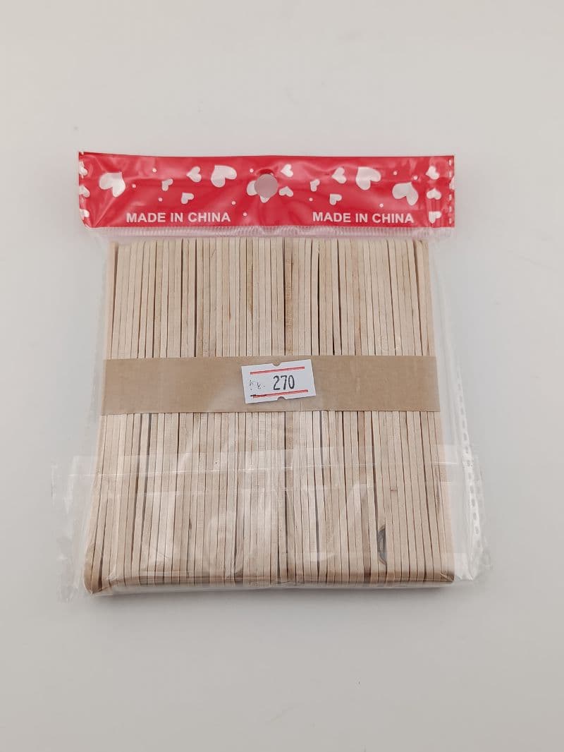Paletas de Madera para Manualidades 114x10x2 mm — Paquete de 50 piezas