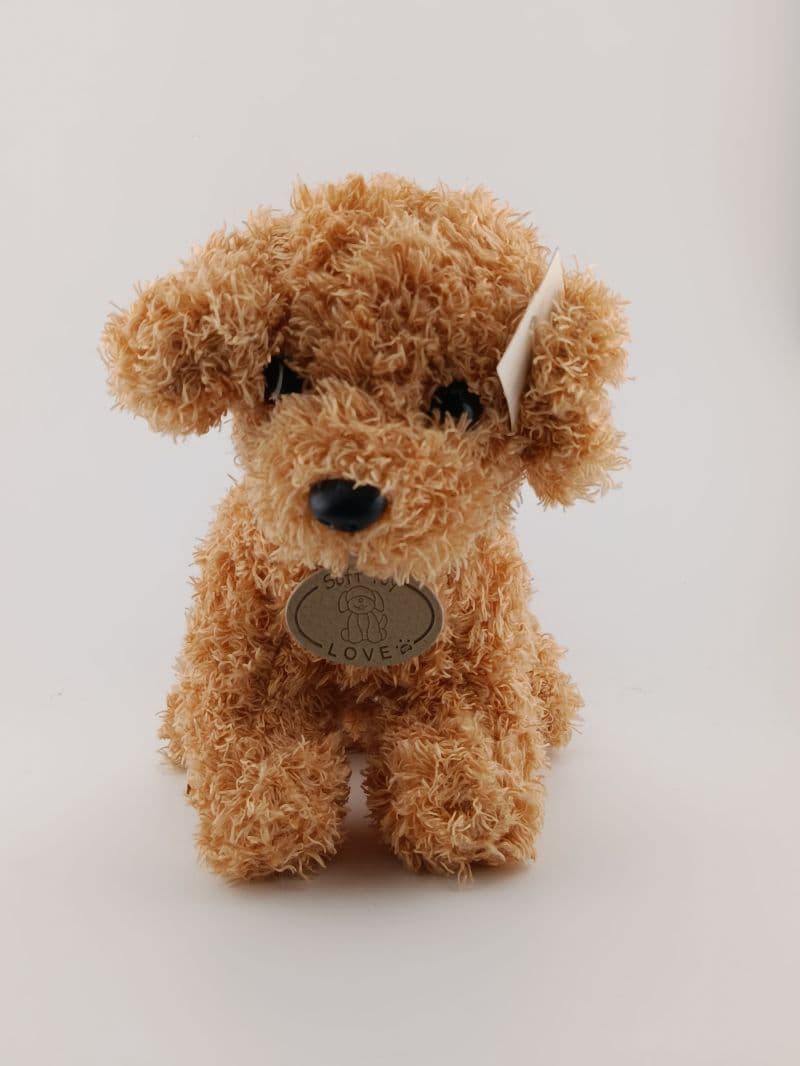 Peluche de perro rizado 20 cm color miel