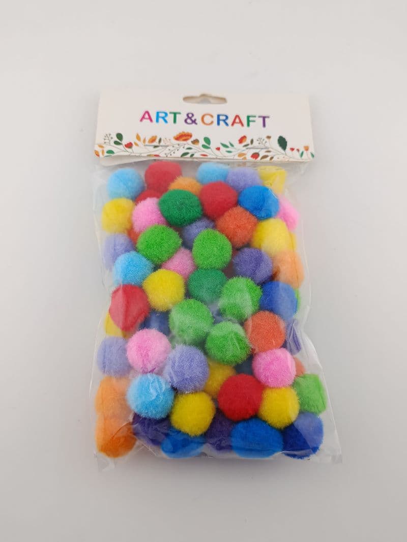 Pom poms escarchados multicolores Art & Craft