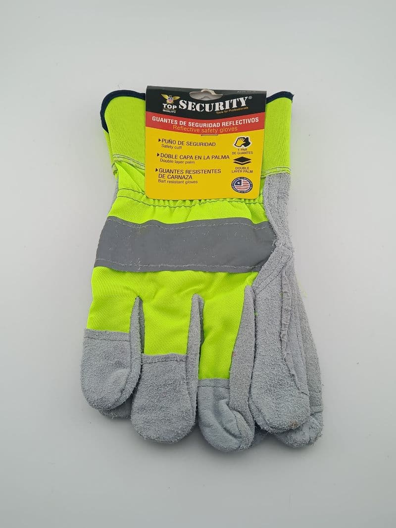 Guantes de seguridad reflectivos con palma de carnaza doble capa