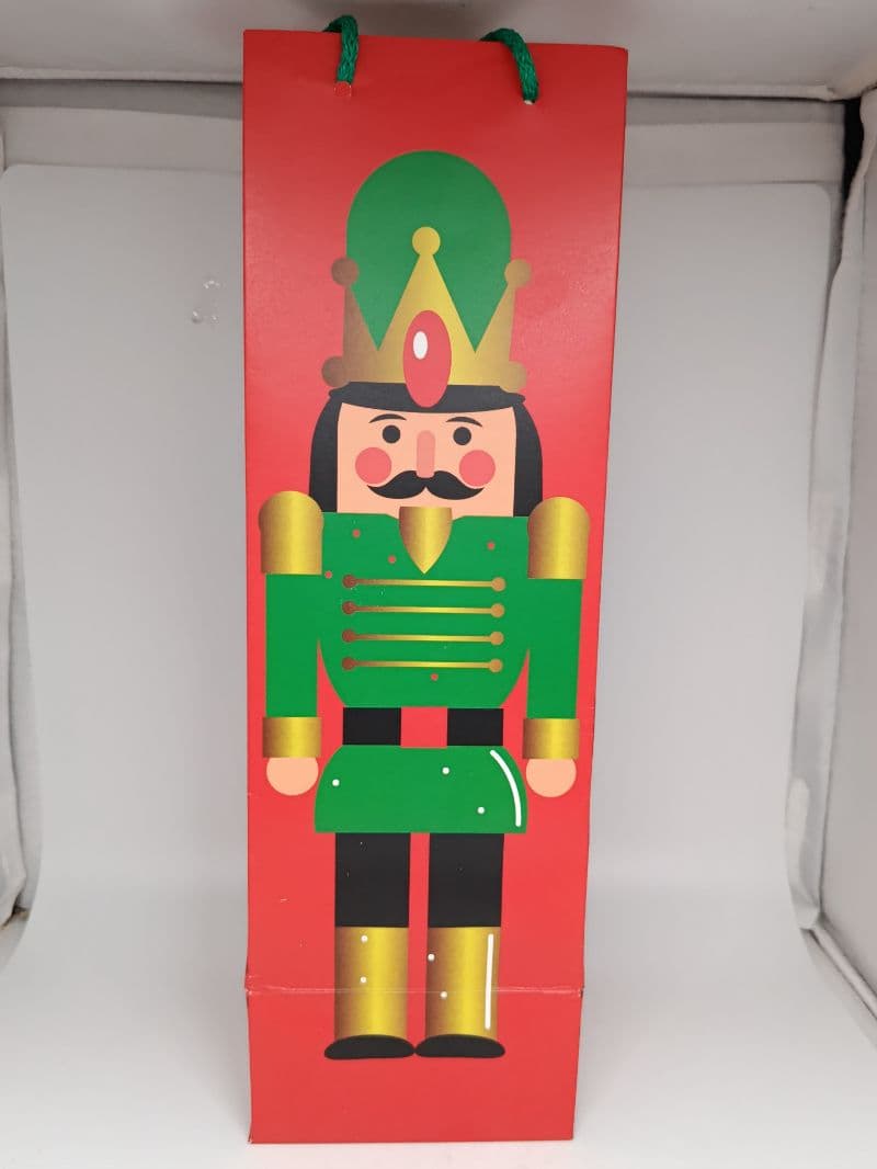 Bolsa de regalo para botella de vino con diseño de cascanueces