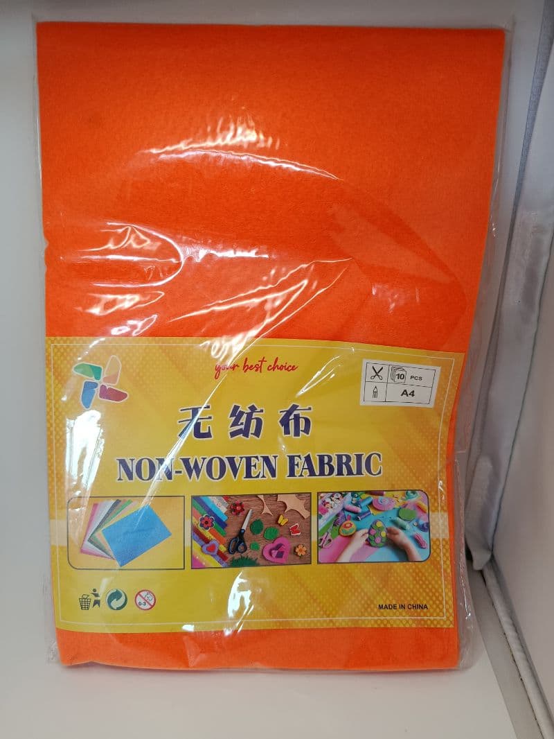 Lámina de Felpa Anaranjado Claro 20x30 cm (Paquete de 10 Unidades)