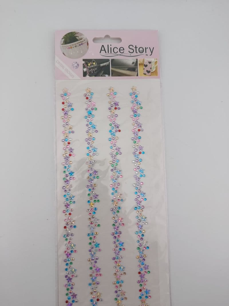 Stickers de pedrería decorativa multicolor en tiras