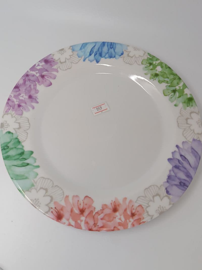 Plato plano de melamina con diseño floral de 9 pulgadas