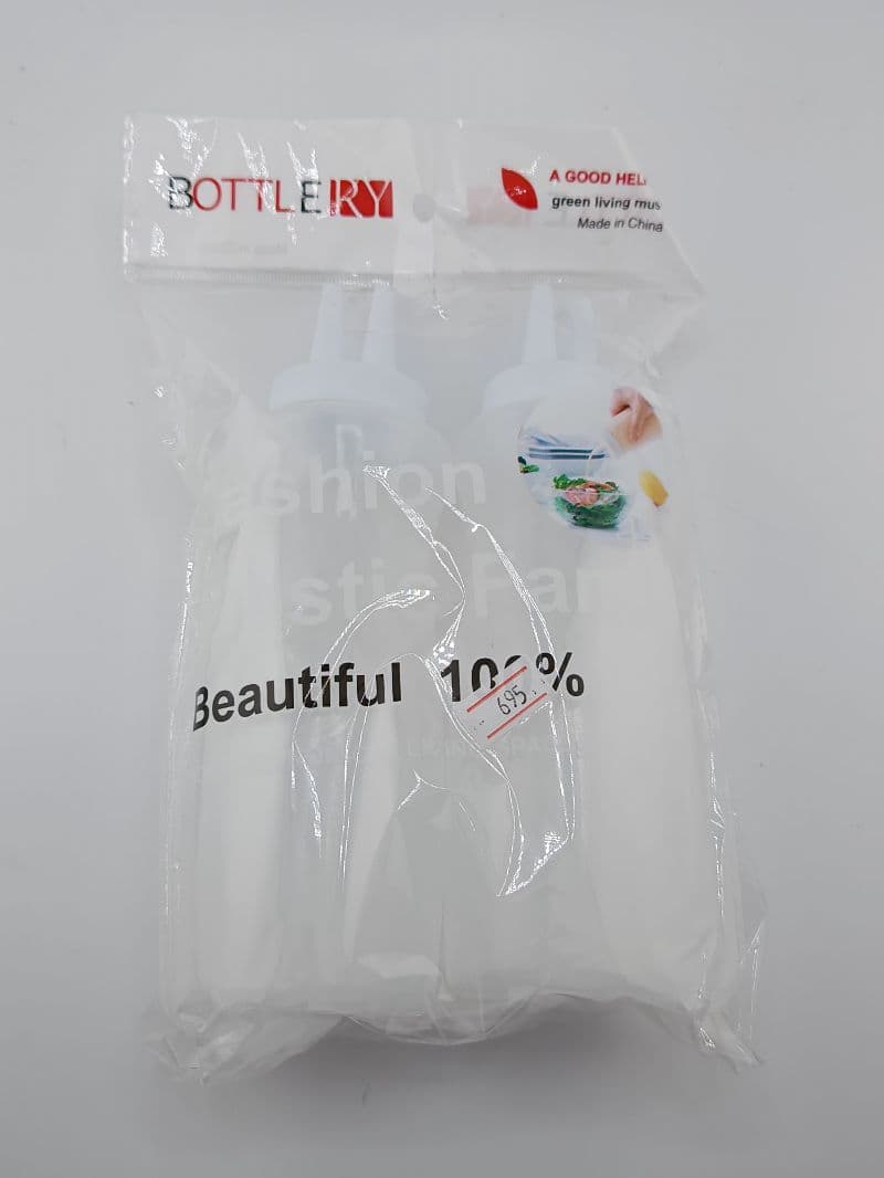 Set 2 botellas dispensadoras de salsas 300 ml con boquilla