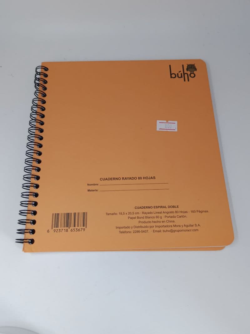 Cuaderno Espiral Búho Rayado 80 Hojas