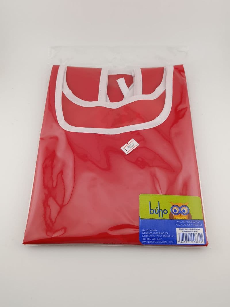 Delantal Plástico Rojo con Bolsillo — Búho