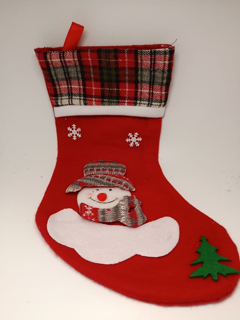 Bota Navideña Decorada con Muñeco de Nieve