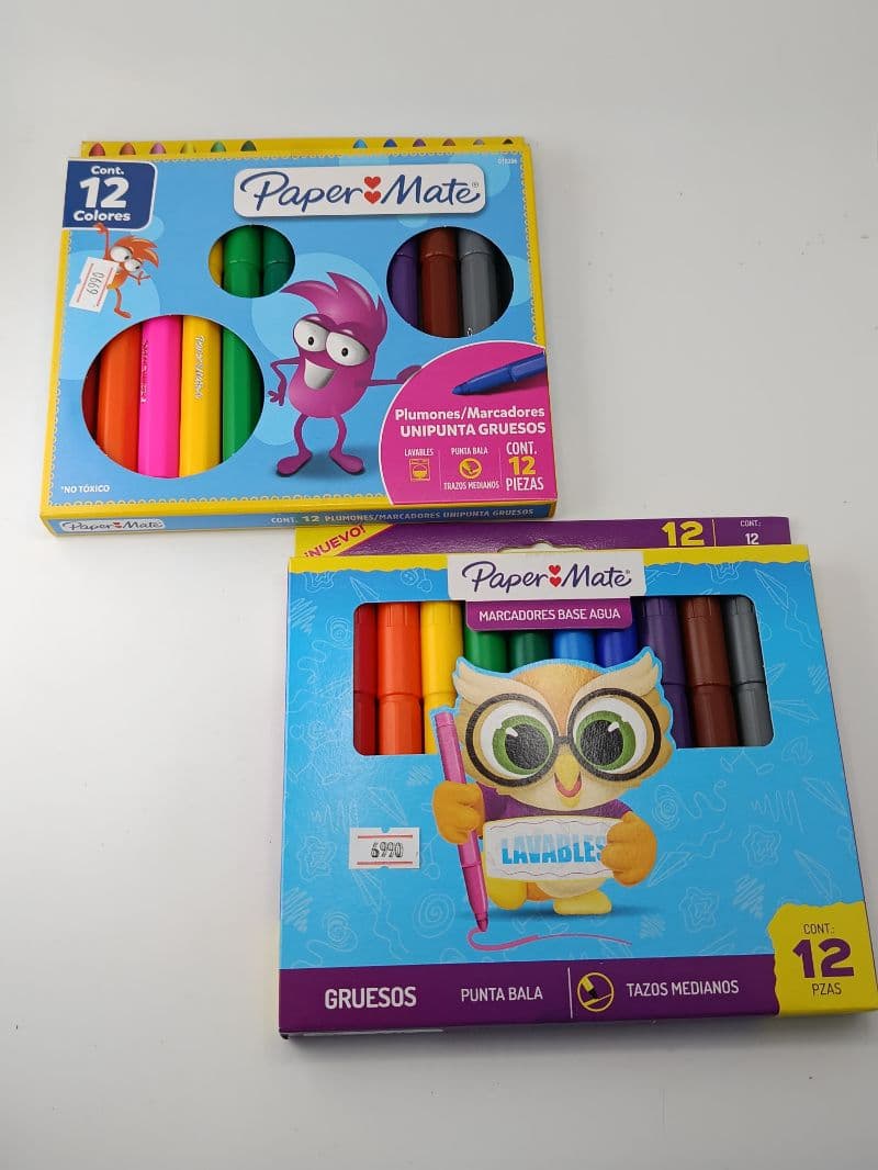 Marcadores Gruesos Paper Mate Unipunta de 12 Colores