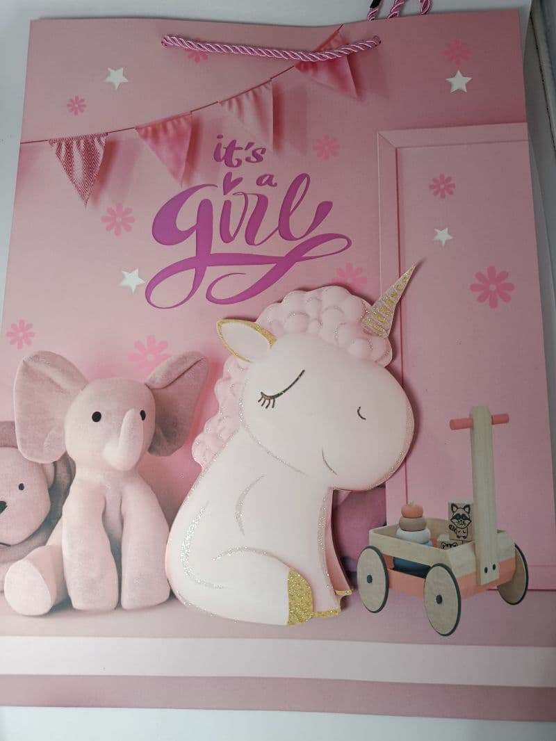 Bolsa de regalo para baby shower niña 26 x 32 cm