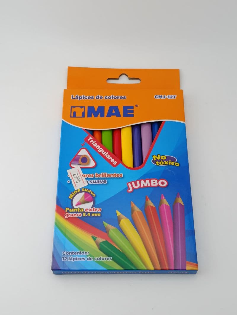 Lápices de Colores MAE Jumbo Triangulares de 12 Piezas