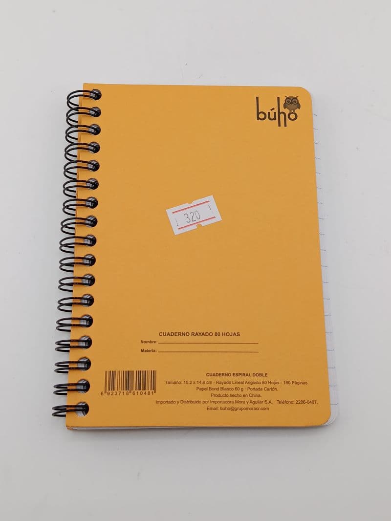 Cuaderno espiral Búho mini rayado 80 hojas
