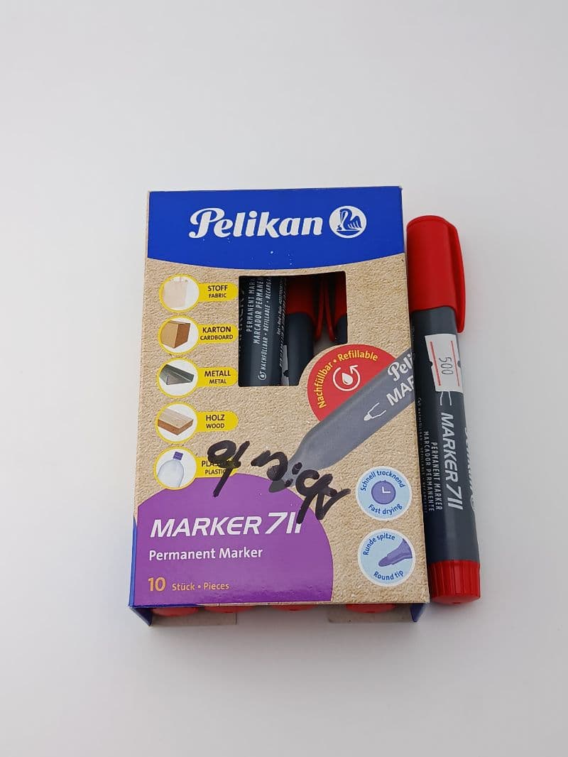 Marcador Permanente Pelikan 711 Rojo, Caja de 10 Unidades