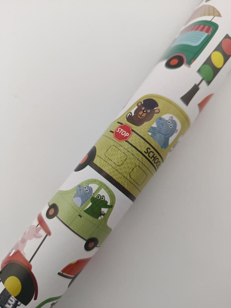 Papel de regalo 75x51cm diseño animales en vehículos