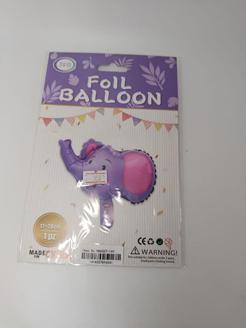 Globo Metálico Foil de Elefante 17 x 26 cm