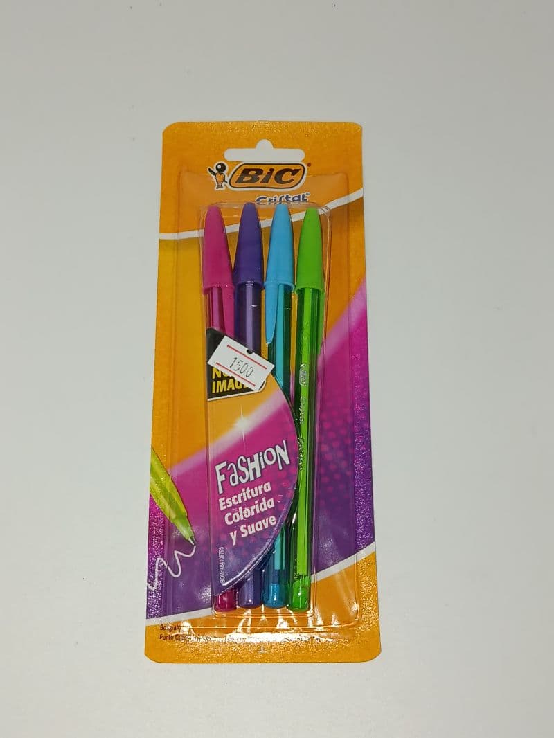Bolígrafos BIC Cristal Fashion Paquete de 4 Unidades