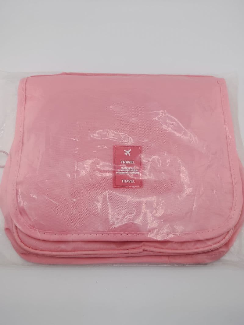Cosmetiquera de viaje en nylon rosado