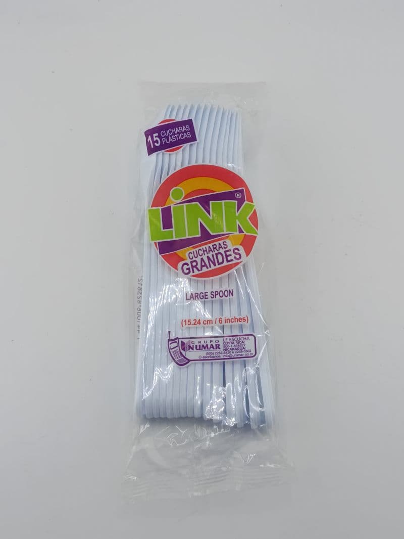 Link cucharas plásticas grandes, paquete de 15 unidades (15.24 cm)