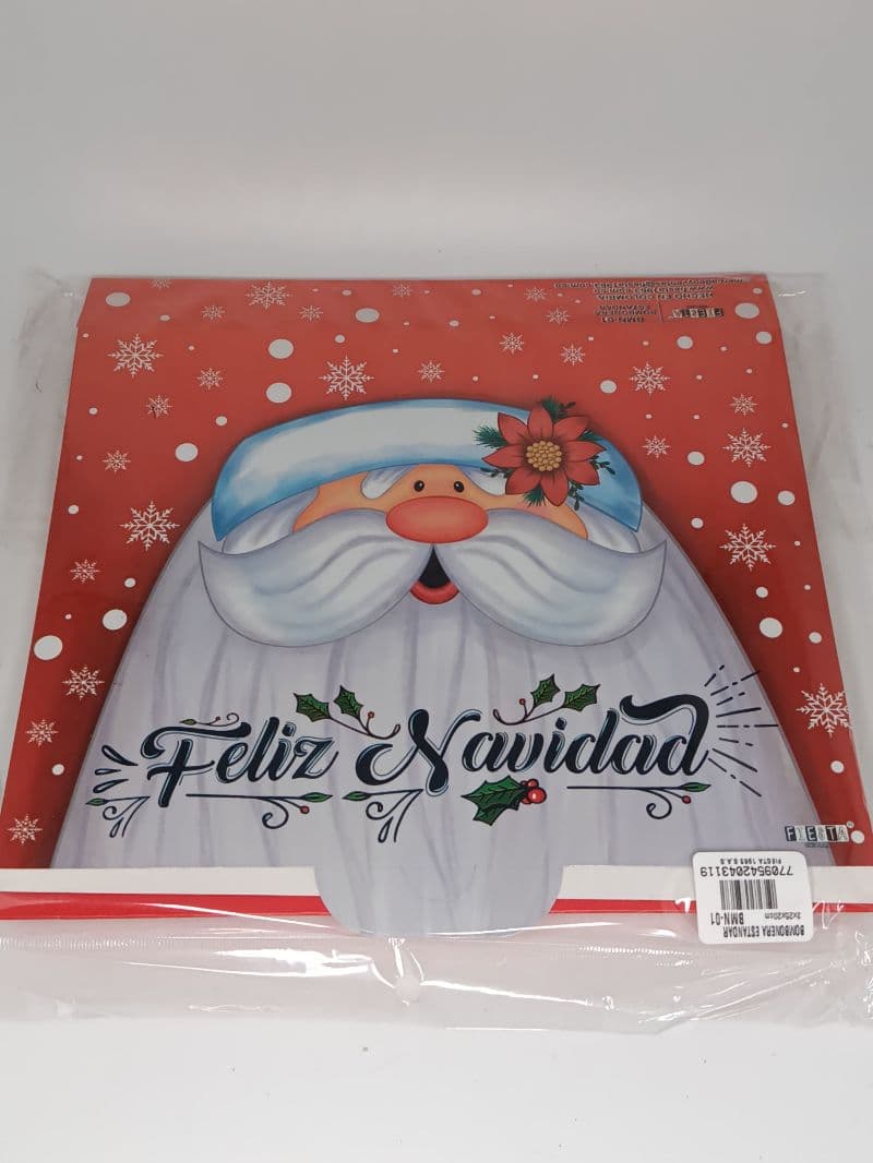 Bombonera navideña roja con diseño de Santa Claus
