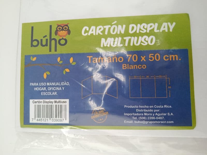 Cartón display multiuso Búho blanco 70 x 50 cm, medio pliego