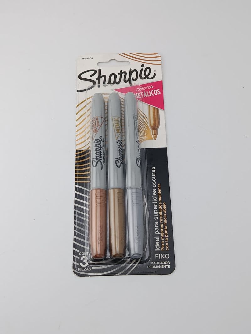Marcadores Permanentes Sharpie Metálicos Punta Fina Blíster de 3 Unidades