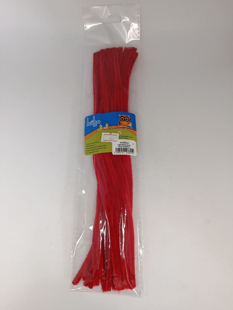 Limpiapipas Búho Color Rojo - Paquete de 24 Unidades
