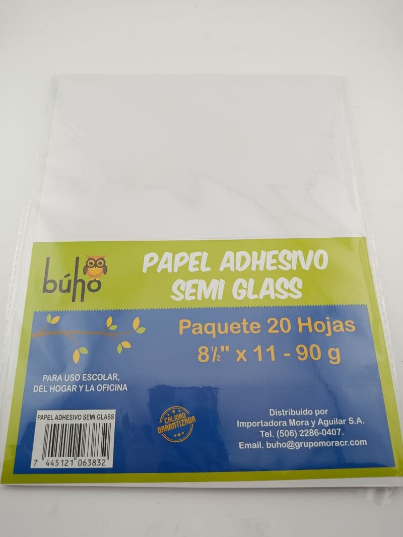 Papel adhesivo semi glass Búho carta, paquete 20 hojas