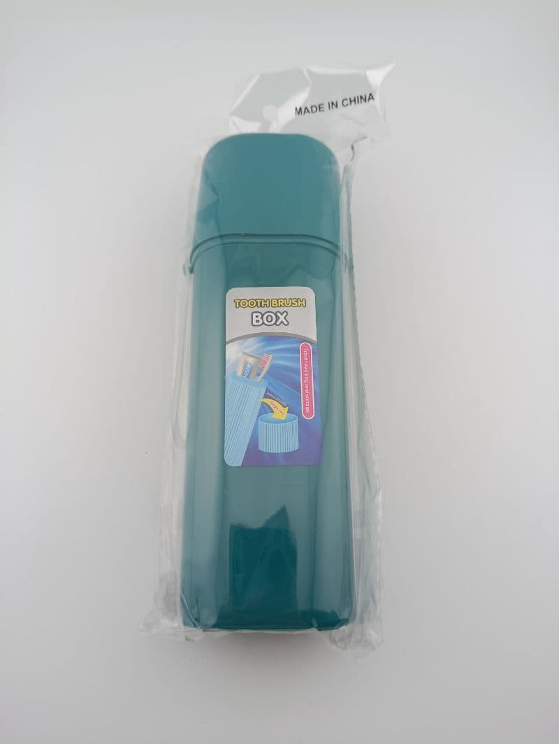 Estuche plástico porta cepillo y pasta dental para viaje