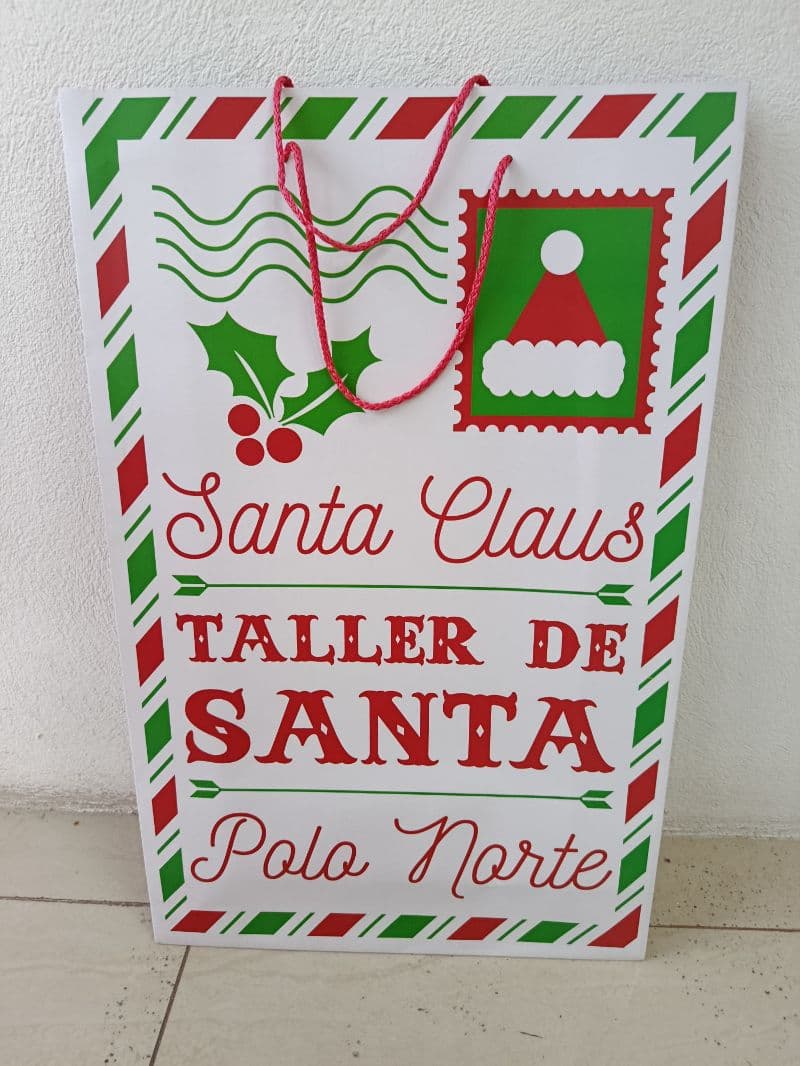 Bolsa de regalo navideña Taller de Santa Polo Norte
