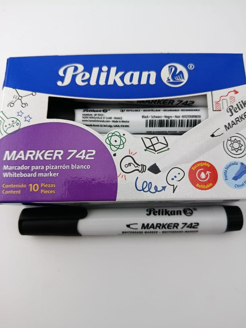 Marcadores Pelikan Marker 742 para Pizarra Blanca Negro Caja de 10 Unidades