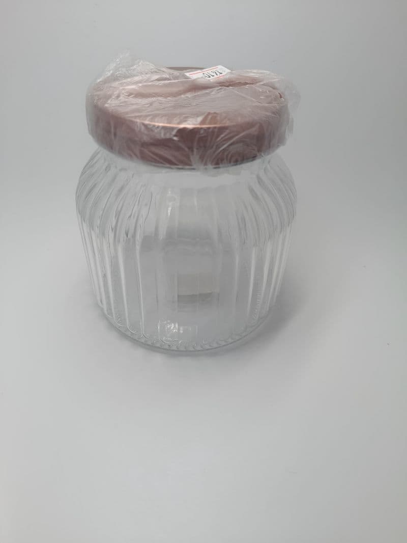 Jarra de vidrio con tapa de 12 cm