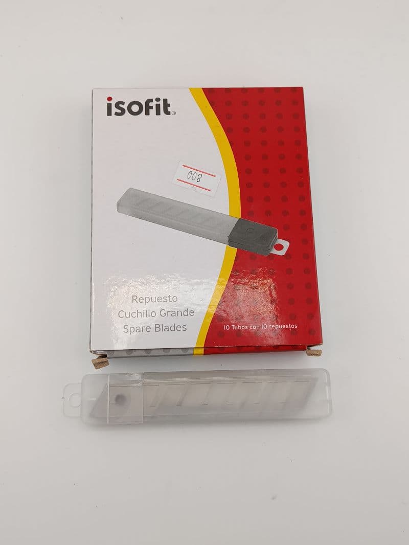 Repuesto de cuchillas para cutter grande Isofit, caja con 10 tubos