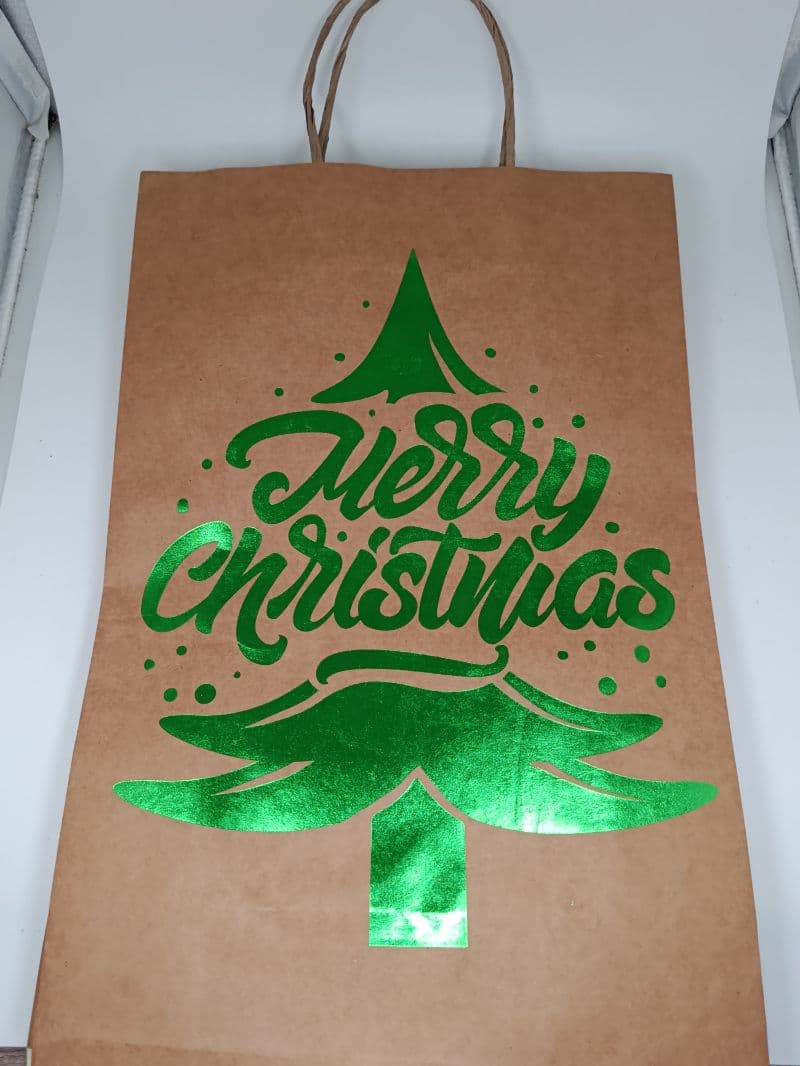 Bolsa de papel kraft grande Feliz Navidad