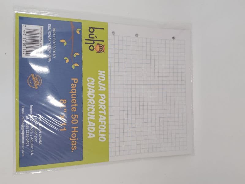 Hojas de Portafolio Cuadriculadas Búho 8.5 x 11 Pulgadas (50 Hojas)